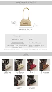 Size guide and color options for the stylish PU leather bow handbag with dimensions