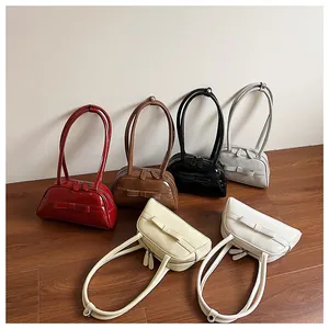 Collection of chic vintage leather Boston bags in six colors with bow-knot details