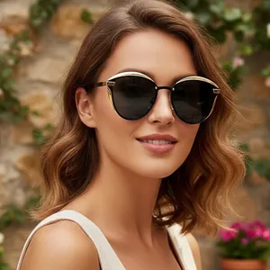 Women Cat Eye Sunglasses Vintage Metal PC Frame UV400 Protection Fashion Large Frame Eyewear For Outdoor Vacation