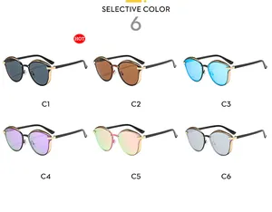 Detailed comparison of six oversized cat-eye sunglasses with metal frames in various colors
