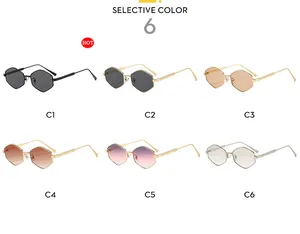 Collection of hexagonal metal sunglasses in six different lens and frame colors