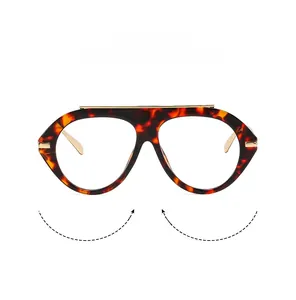 Retro aviator glasses with tortoiseshell frames and gold metal top bar detail