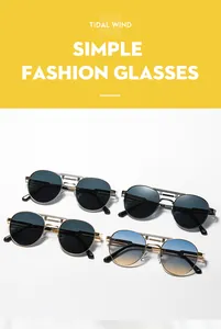 Détail des lunettes aviateur en métal à double pont en plusieurs coloris tendance