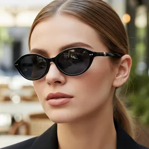 Retro Oval Cat Eye Sunglasses UV400 Protection PC Frame AC Lens Vintage Y2K Style Sun Glasses For Outdoor Fashion Wear
