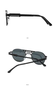 Détails de lunettes aviateur steampunk avec branches à ressort, vues latérale et arrière
