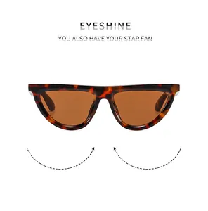 Macro detail of tortoise shell frame and brown lenses on retro cat eye sunglasses