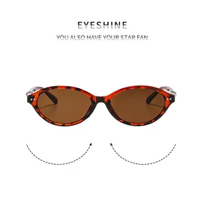 Detail view of retro cat-eye sunglasses with tortoiseshell frame and silver metal accents
