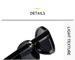 Detailed close-up of retro cat-eye sunglasses featuring silver metal ball accents