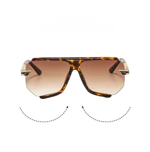 Détail de lunettes de soleil écaillées avec verres dégradés et charnières métalliques