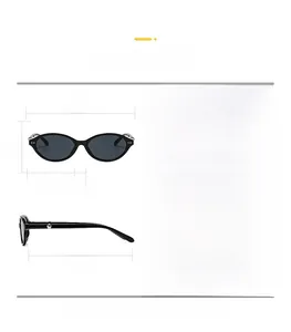 Detailed size dimensions for retro Y2K cat-eye sunglasses with PC frame and lens