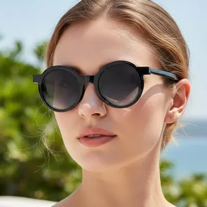 Lunettes De Soleil Rétro Monture Ronde Chic En PC Protection UV400 Extérieur Protection Solaire Mode Pour Hommes Femmes