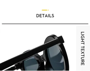Détail de lunettes de soleil noires à monture épaisse montrant la charnière haute brillance