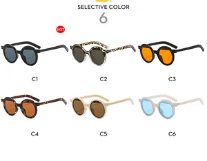 Sélection de couleurs de lunettes de soleil rondes rétro avec six montures et verres variés