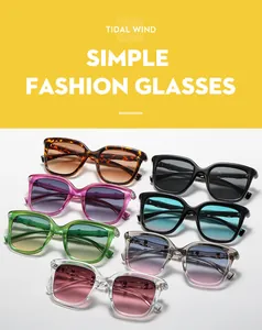 Detail view showing seven fashion colors of retro oversized sunglasses with bamboo legs