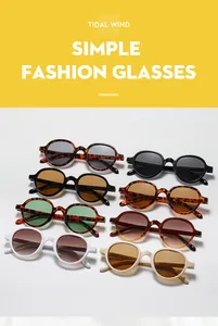 Various colors of vintage round sunglasses including tortoiseshell and ivory frames