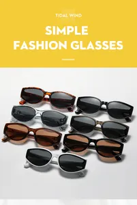 Vertical array of cat-eye retro sunglasses in various colors like tortoise and black