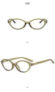 Detail view of olive green cat-eye sunglasses with silver rivets and front-side layout