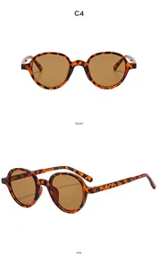 Front and side view of retro round sunglasses with brown tortoiseshell frames C4