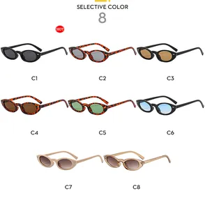 Detaillierte Übersicht der Retro-Cateye-Sonnenbrillen mit acht verschiedenen Farbauswahlmöglichkeiten