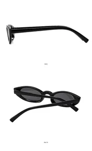 Detailansicht der Seiten- und Rückprofile der schwarzen Cat-Eye-Vintage-Sonnenbrille