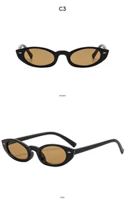 Vorder- und Seitenansicht der Vintage-Cat-Eye-Sonnenbrille mit schwarzem Rahmen