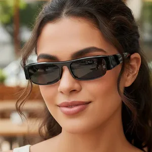 Retro Rechthoekige Zonnebril Halve Frame Vierkante PC Lenzen UV400 Bescherming Mode Streetwear Outdoor Unisex
