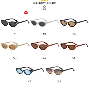 Detailed grid showing 8 color options for oval retro sunglasses with silver stud accents