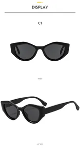 Front and 45-degree side view of black Y2K cat-eye sunglasses with wide temples