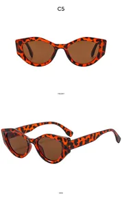 Front and side view of cat-eye Y2K sunglasses with vintage leopard pattern frames