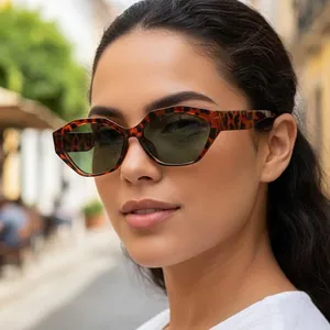 Lunettes De Soleil Cat Eye Polygone Vintage Avec Monture PC Et Verres PC Protection UV400 Mode Rétro Géométrique Femmes