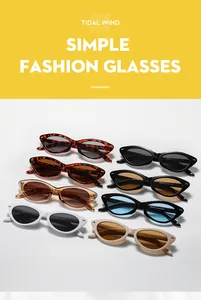 Détail de la collection de lunettes de soleil œil-de-chat rétro en léopard et beige