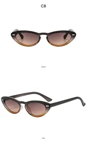 Front and side detail of vintage oval sunglasses with C8 brown gradient lenses