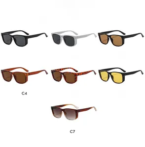 Detailed grid showing seven stylish square-frame sunglasses in assorted fashion colors
