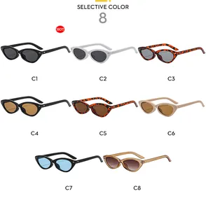 Vue à plat de lunettes de soleil œil-de-chat polygonales en huit couleurs de monture