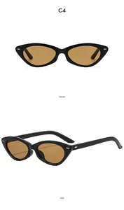Vues détaillées de lunettes de soleil œil-de-chat vintage avec rivets argentés et verres bruns