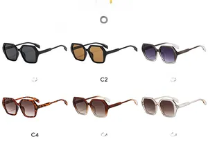 Sélection de lunettes de soleil géométriques hexagonales en plusieurs couleurs de C1 à C6