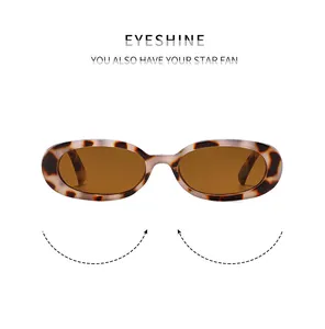 Detail of tortoise shell oval sunglasses frame with polished leopard pattern finish
