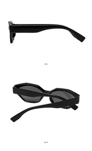 Vues latérale et arrière montrant la coupe 3D et les branches des lunettes de soleil œil-de-chat