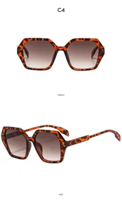 Vues de face et de profil de lunettes de soleil vintage polygonales en écaille de tortue