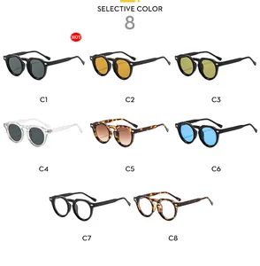 Lunettes de soleil rondes vintage avec rivets en diamant en 8 déclinaisons de couleurs