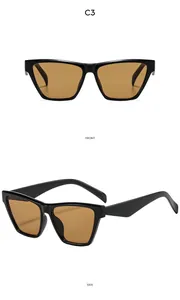 Front and side view of vintage oversized square sunglasses with dark amber lenses