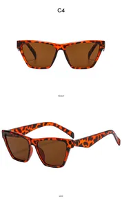 Front and side view of leopard print square oversized sunglasses with brown lenses