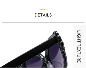 Macro detail of cat-eye kids sunglasses featuring glitter frames and purple lenses