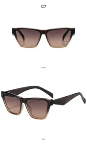 Front and side views of oversized square sunglasses with brown gradient lenses