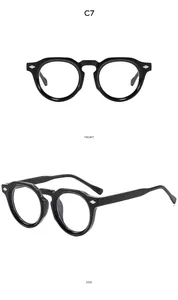 Vues de face et de côté de lunettes de soleil rondes vintage avec rivets argentés