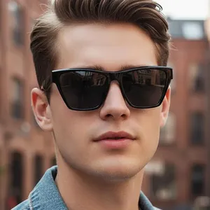 Classic black oversized square sunglasses with dark lenses for outdoor fashion and sun protection