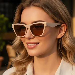 Chic oversized cream frame sunglasses with brown lenses for outdoor stylish sun protection
