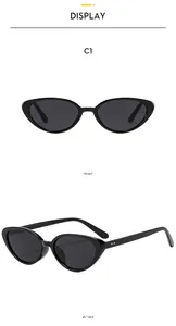 Front and 45-degree side view of classic black Y2K cat-eye oval sunglasses