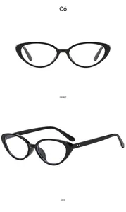 Y2K black cat-eye sunglasses model C6 showing front and side views in detail