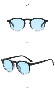 Front and side views of vintage oval sunglasses in black to clear gradient color C4